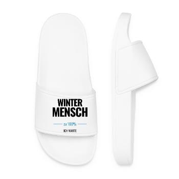 Wintermensch zu 100% Ich warte - Frauen Badelatschen - Weiß - Vorne