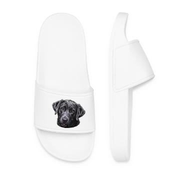 Schwarzer Labrador Kopf Illustration - Frauen Badelatschen - Weiß - Vorne