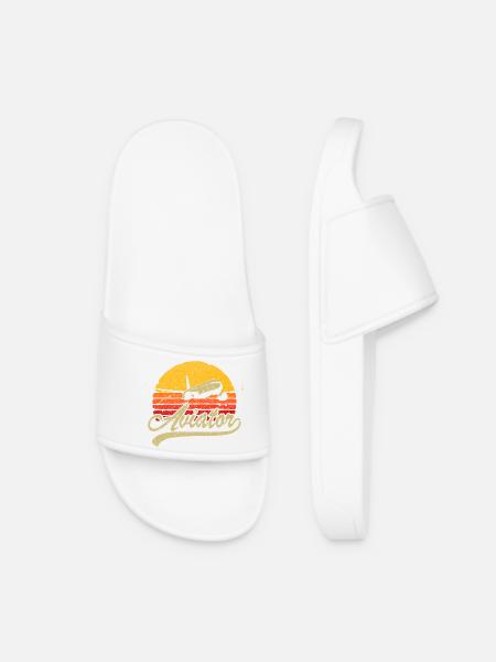 Logo rétro Aviator Sunset - Claquettes Femme - blanc