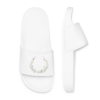 Wildflower Wreath Personalizable - Women’s Pool Sliders - white - Front