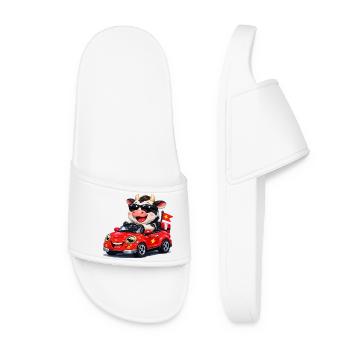 Tough cow in red convertible - Women’s Pool Sliders - white - Front