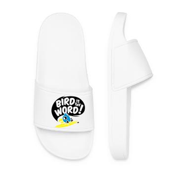 surfing bird - bird is the word - surfin bird - Women’s Pool Sliders - white - Front