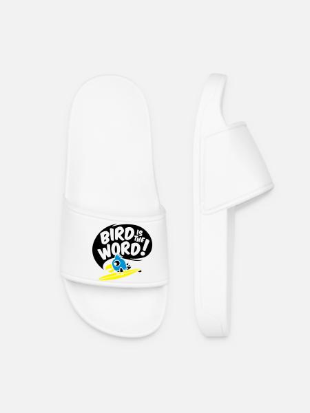 surfing bird - bird is the word - surfin bird - Women’s Pool Sliders - white