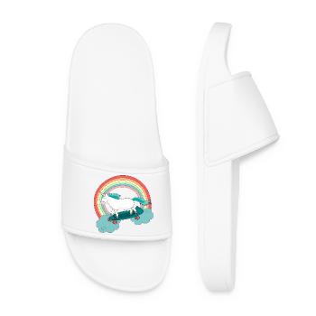 Unicorn with skateboard - Claquettes Femme - blanc - Devant