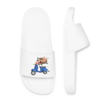 Moped Cartoon Stier - Frauen Badelatschen - Weiß - Vorne