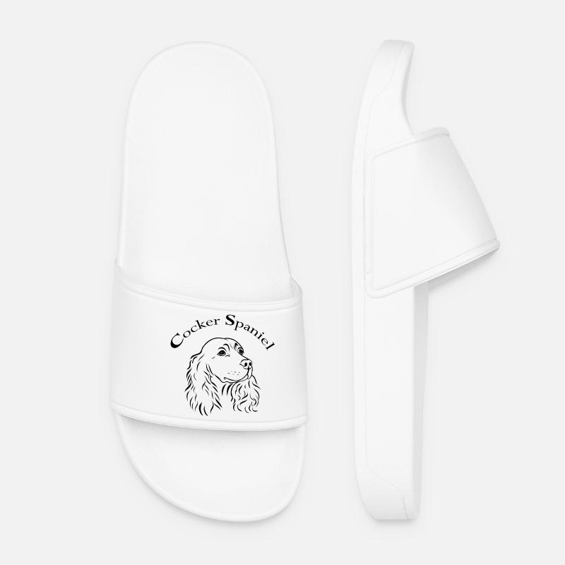 Cocker Spaniel Portrait - Women’s Pool Sliders - white