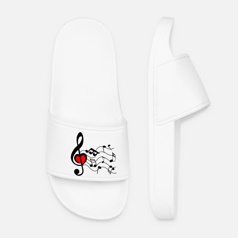 G clef with heart and nuts - Women’s Pool Sliders - white
