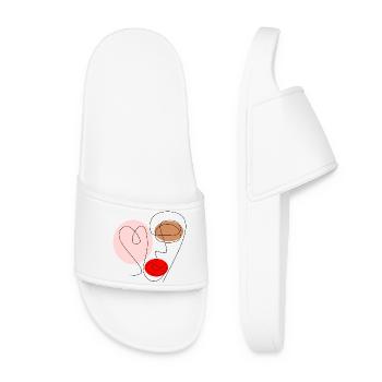 Line drawing face - Women’s Pool Sliders - white - Front