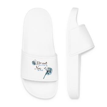 Motifs with lilac and positive slogan - Women’s Pool Sliders - white - Front