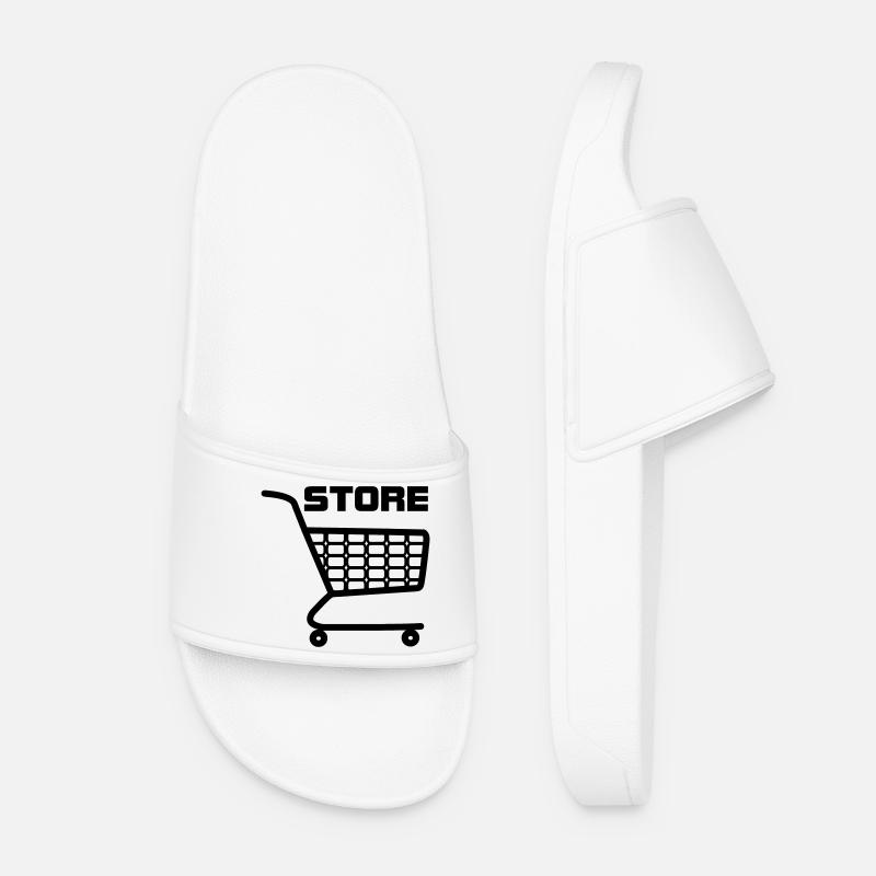 Panier d’achat avec texte STORE - Claquettes Femme - blanc