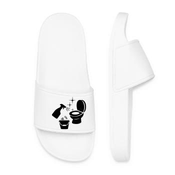 Toilettenreinigung mit Seifen- und Wasser-Logo - Frauen Badelatschen - Weiß - Vorne