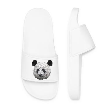 Polygonal Panda Bär Low Poly Kunst Dreieck Formen - Frauen Badelatschen - Weiß - Vorne