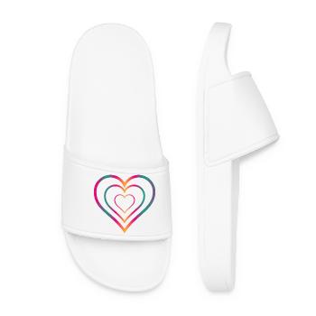 COEUR. COUPLE. JUST MARRIED. EVJF. SAINT VALENTIN. - Claquettes Femme - blanc - Devant