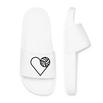 Volleyball Herz Liebe Volleyballer Beach Symbol - Frauen Badelatschen - Weiß - Vorne