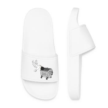 Paix - La colombe de la paix jette une bombe à la poubelle - Claquettes Femme - blanc - Devant