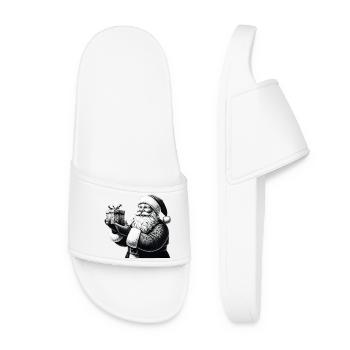 Cadeau de Père Noël dessiné à la main - Claquettes Femme - blanc - Devant