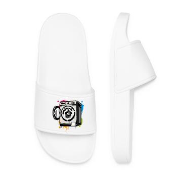 Raccoon in the washing machine - Humorous motif - Women’s Pool Sliders - white - Front