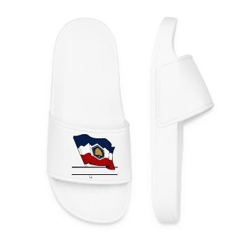Flag Utah text banner - Women’s Pool Sliders - white - Front