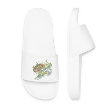 Une tortue cool comme portrait chic - Claquettes Femme - blanc - Devant