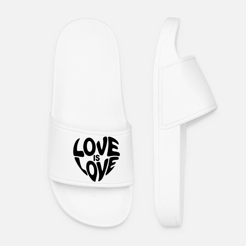 Love is Love Heart - Meaningful Pride Design - Women’s Pool Sliders - white