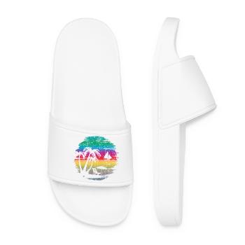 Conception de silhouette de coucher de soleil tropical - Claquettes Femme - blanc - Devant