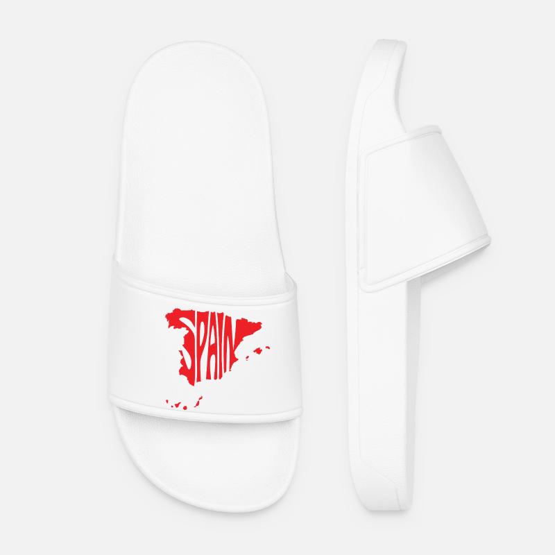 Spain Map Artistic Typography Design - Women’s Pool Sliders - white
