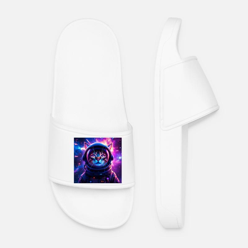 Space Cat - Women’s Pool Sliders - white