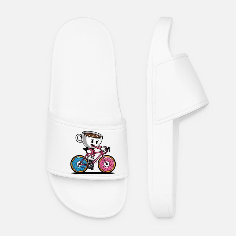 Mug with a Smile on a Donut Bike - Women’s Pool Sliders - white