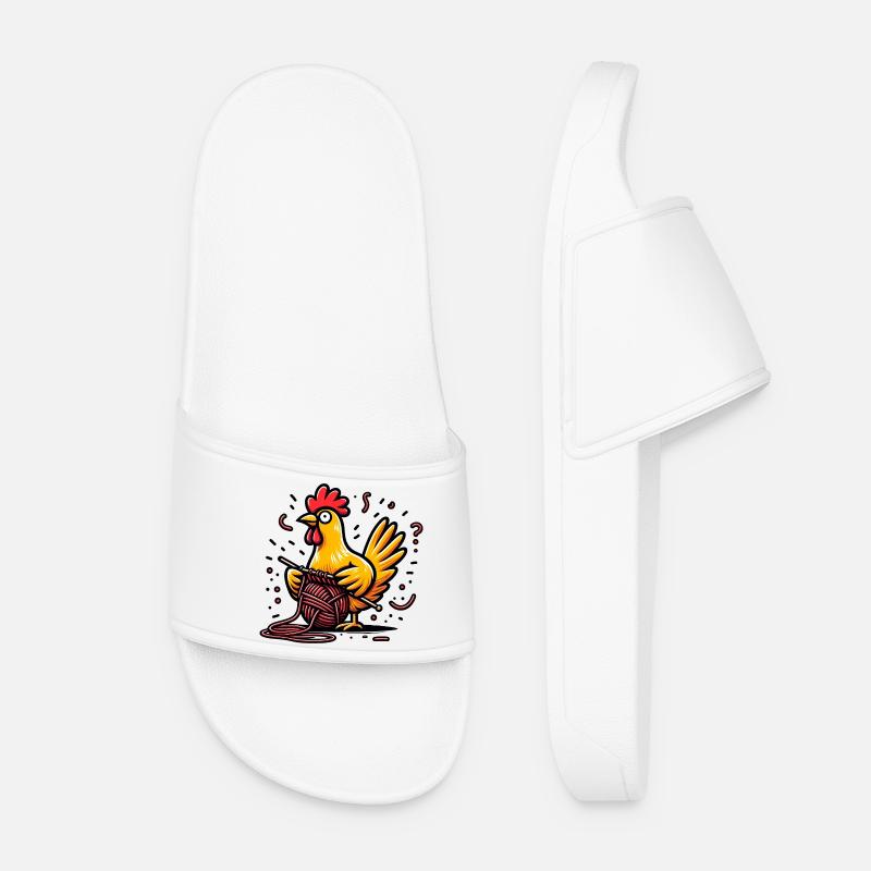 Cluck and Purl - Women’s Pool Sliders - white