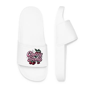 Cherry Bomb / Y2K Statement Design - Women’s Pool Sliders - white - Front