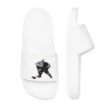 Megalodon Herrchen Stark Eishockeyspieler Cool - Frauen Badelatschen - Weiß - Vorne