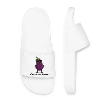 Charmante dezent - Aubergine Karikatur  - Frauen Badelatschen - Weiß - Vorne