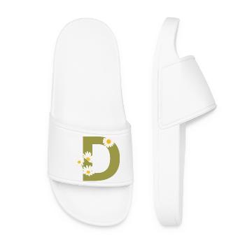 Lettre d vert marguerites - Claquettes Femme - blanc - Devant