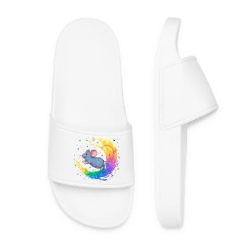 Souris colorée dans un tourbillon de couleurs - Claquettes Femme - blanc - Devant