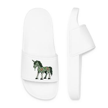 Rotting Zombie Unicorn with Slime and Bones - Women’s Pool Sliders - white - Front