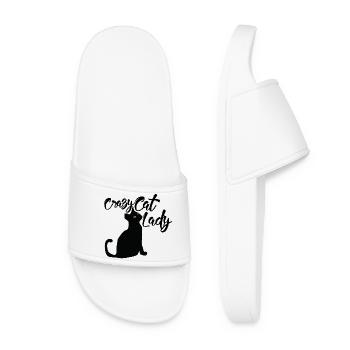Silhouette de chat noir aux yeux dorés - Claquettes Femme - blanc - Devant