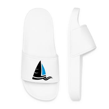 SeeLuft Segel Wappen Segelboot Logo Segelsport - Frauen Badelatschen - Weiß - Vorne