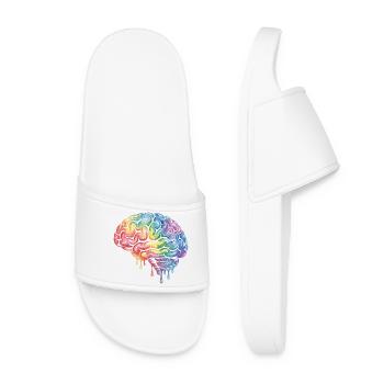 Regenbogenhirn Farbverlauf Druckdesign - Frauen Badelatschen - Weiß - Vorne