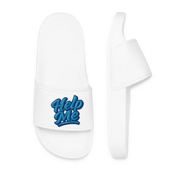 Help Me Blue Script Logo - Claquettes Femme - blanc - Devant