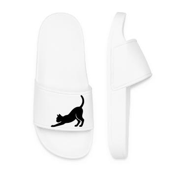 Katze Silhouette Stretch Verspielt Vektor - Frauen Badelatschen - Weiß - Vorne