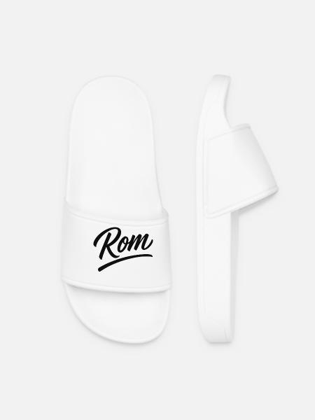 Rom Script Lettering Subline - Women’s Pool Sliders - white