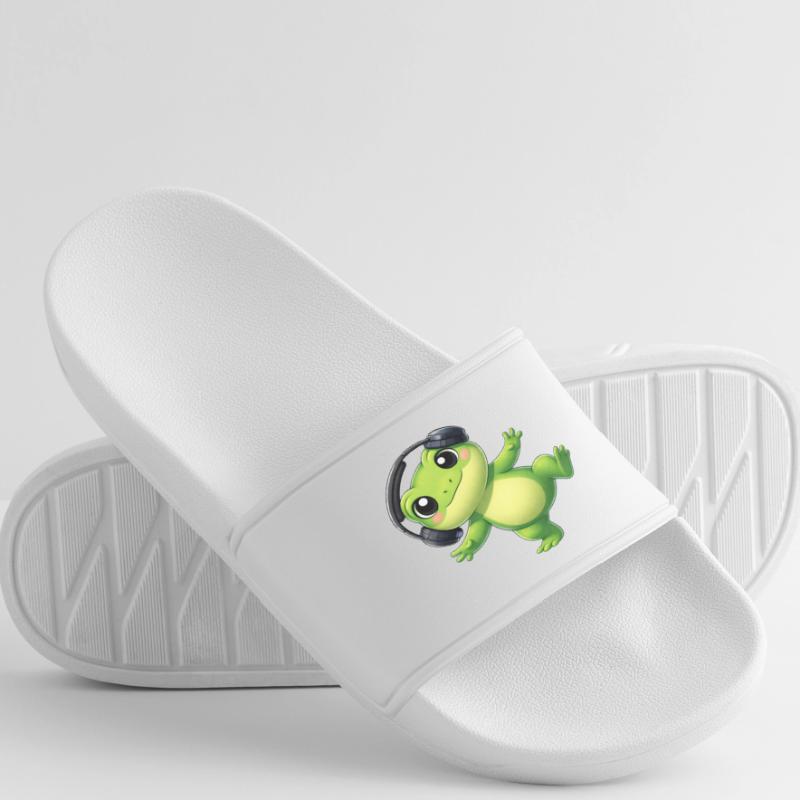 Crapaud grenouille mignon avec une technologie de danse casque Claquettes Femme