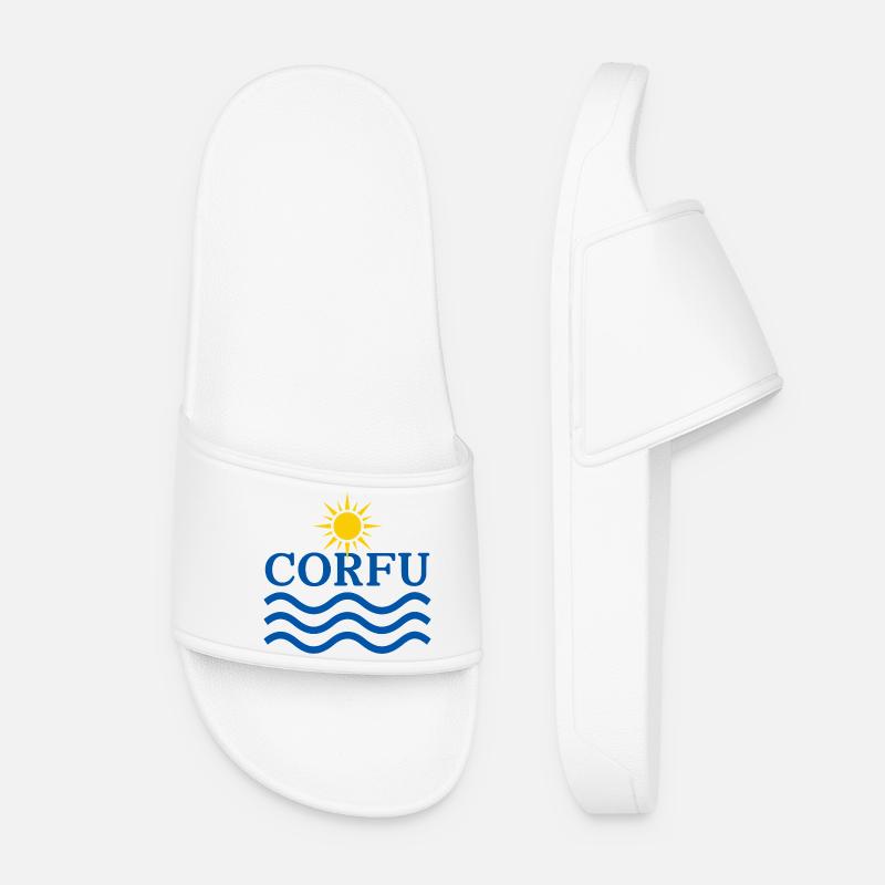 Corfu Sun Waves Logo  - Women’s Pool Sliders - white
