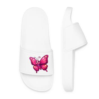Kuscheliger Pinker Schmetterling - Frauen Badelatschen - Weiß - Vorne