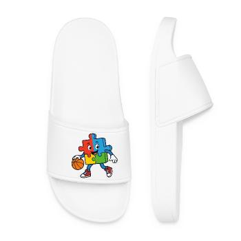 Une pièce de puzzle colorée dribble au basket - Claquettes Femme - blanc - Devant