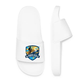 Earned With Battery & Sweat MTB Badge - Women’s Pool Sliders - white - Front