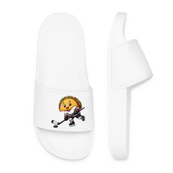 Lustiger Taco Eishockeyspieler Comic Cartoon - Women’s Pool Sliders - white - Front