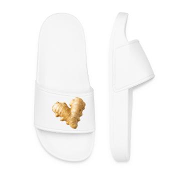 Ginger Heart Watercolor Illustration - Women’s Pool Sliders - white - Front