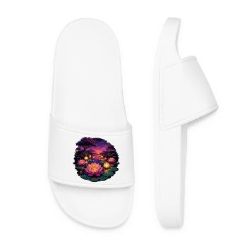 Lotus-Lichter am Abend - Frauen Badelatschen - Weiß - Vorne