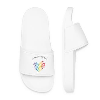 heart gay rainbow love LgBTQ+ love heart csd - Women’s Pool Sliders - white - Front